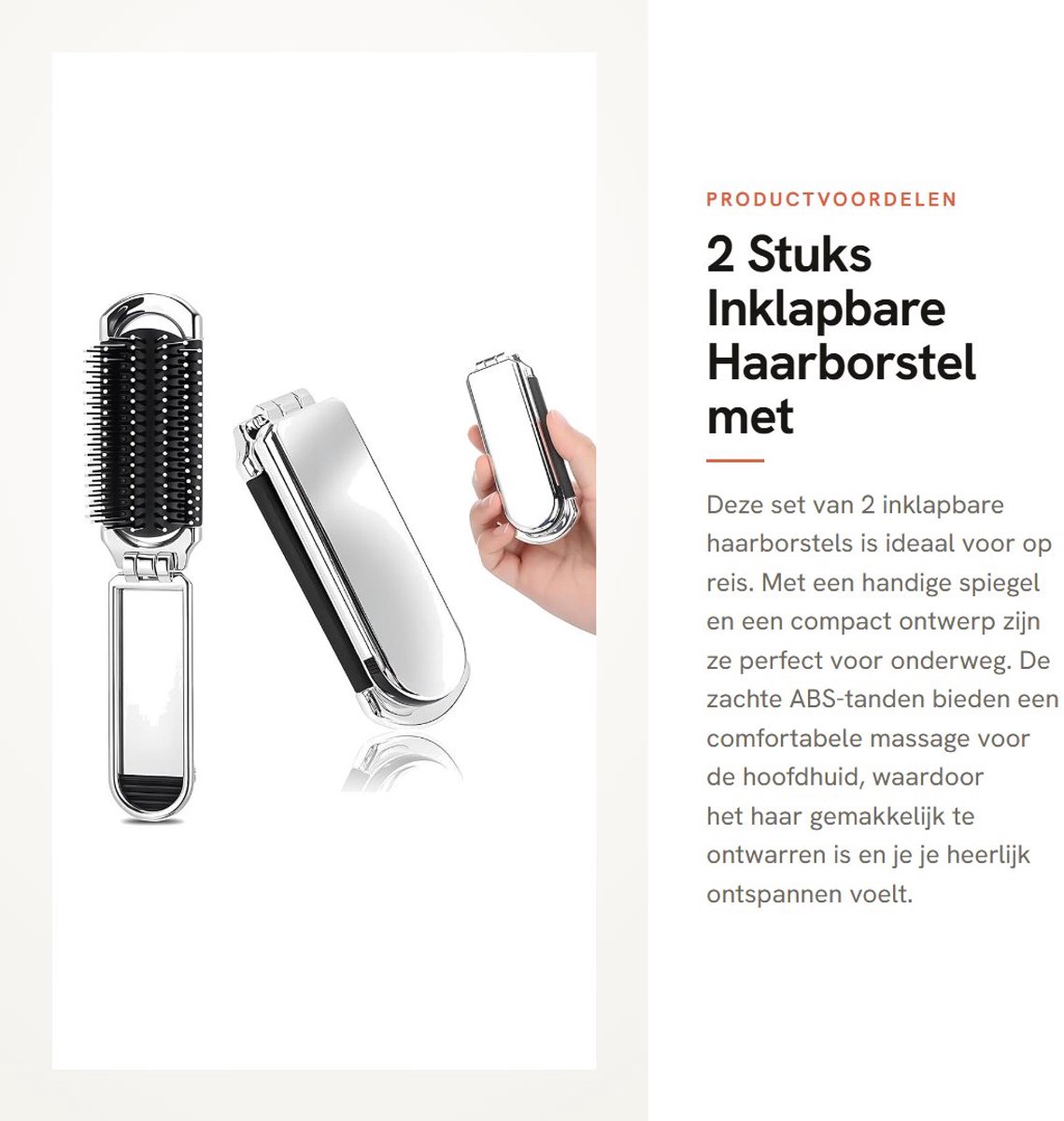 Dailygoods- Klapborstel - Inklapbare Haarborstel - 2 Stuks - Mini-Haarstylingkam - Draagbare Reisborstel - Zacht ABS-Materiaal - Comfortabele Scalp-Massage