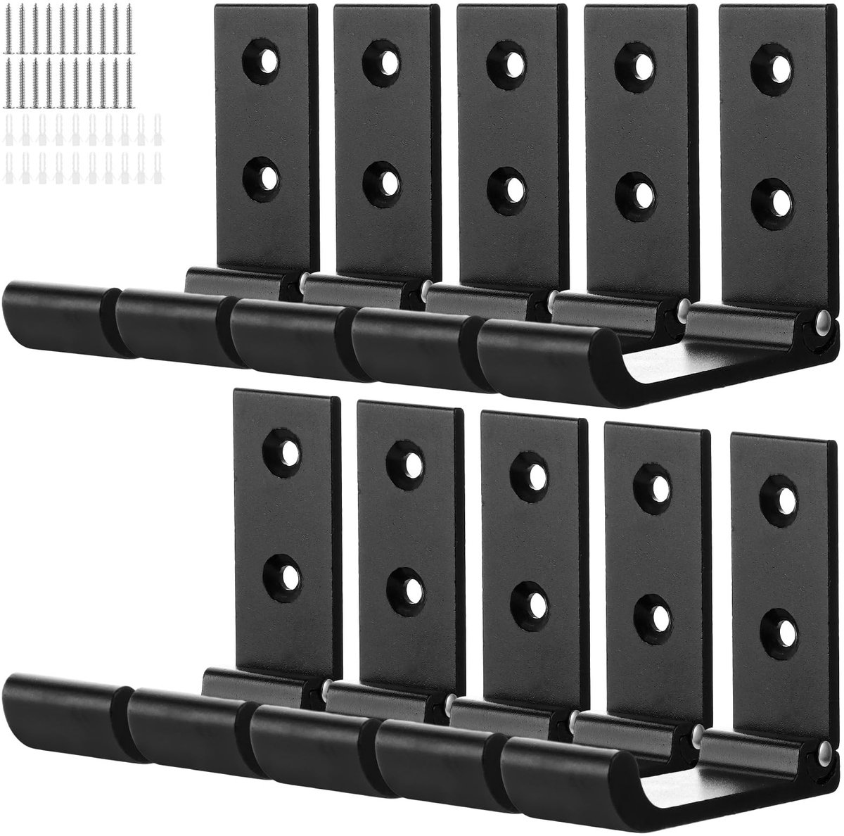 Dailygoods- Wandhaak Inklapbaar - Set van 10 - Kledinghaken - Handdoekhaken - Zwart - Aluminiumlegering - Corrosiebestendig - Haak