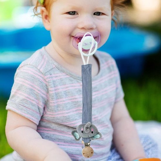 Fopspeenketting - Speenhouder clip - Baby spullen - Veilig en hygiënisch - 27 cm - Olifant van Merkloos — afbeelding 2