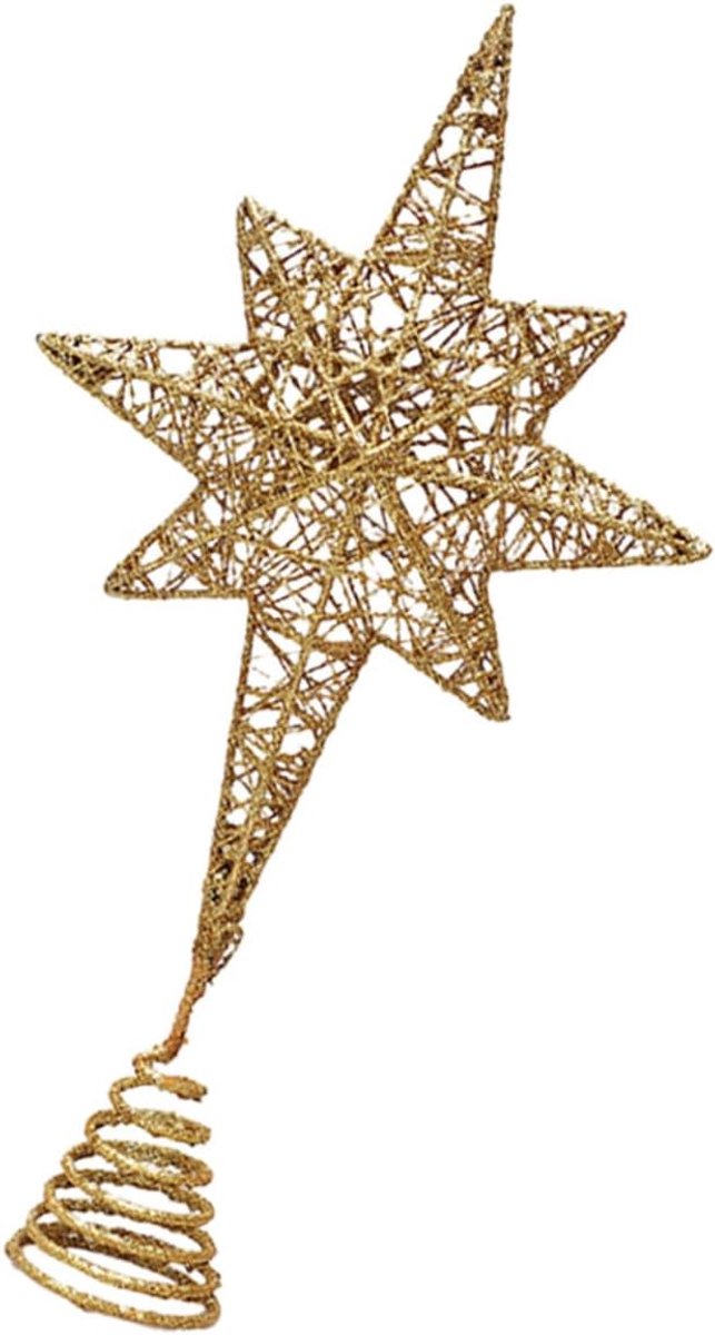 Kerstboom Ster - Boomversiering Top - Kerstdecoratie - Gemaakt van ijzer - 37x20x6cm - Goud