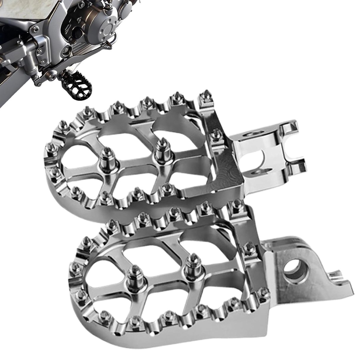Motorfietspen - Voetsteunen - Offroad Rijden - Universele Pasvorm - 14 x 13.7 x 4 cm - Zilver