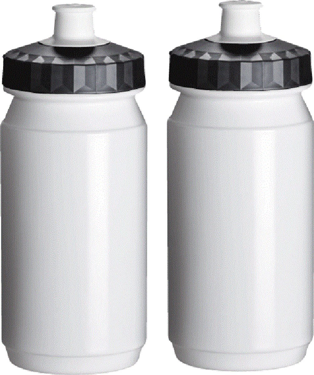 Waterfles Kind 2x 550 ml Wit Zwart Drinkbus Fiets Bidon