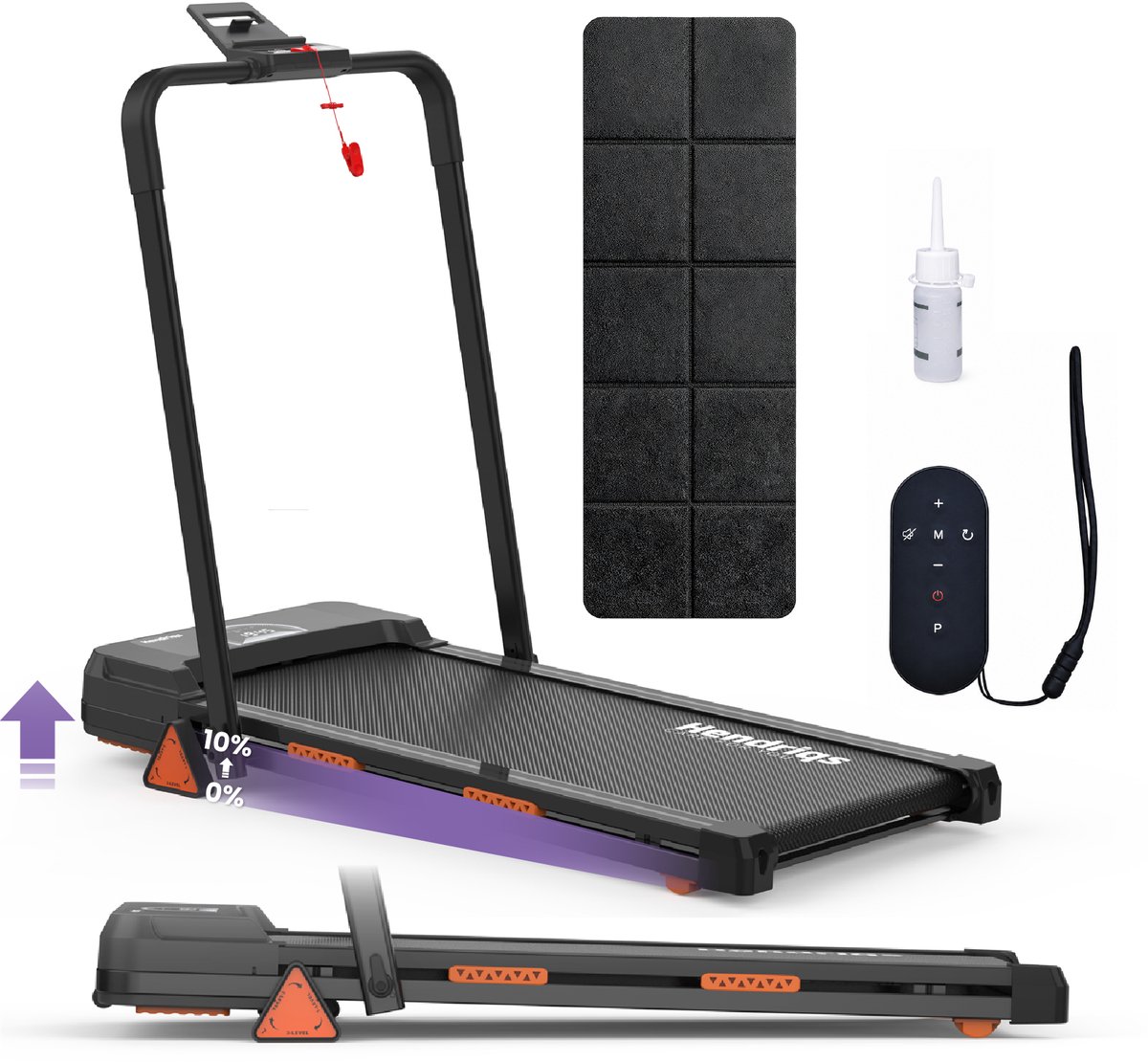 Stryde X1 Loopband Inklapbaar met Helling 10% – 12 snelheden – Walking Pad 1-8 km/u – Wandelband voor Thuis – Loopband met hellingfunctie – Treadmill – Incl. Schokmat – Hendriqs®