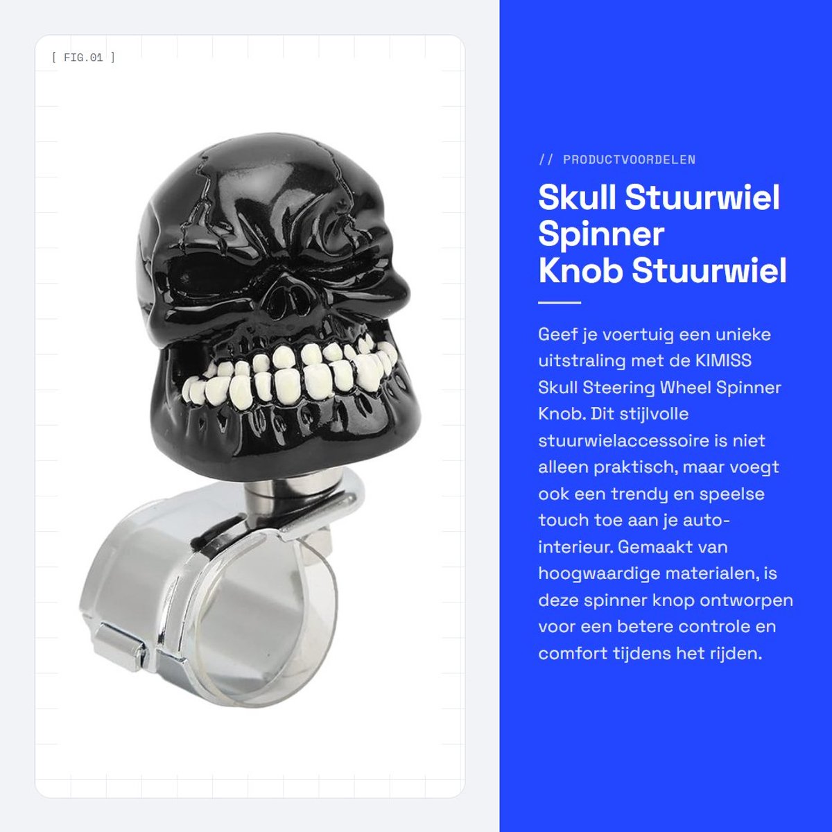 Dailygoods- Stuurknop Hoogwaardige Kwaliteit - Stuurwiel Knop - Stuurknuppel - Universeel - Decoratief - PVC Rubber Pad - Stuurhulp