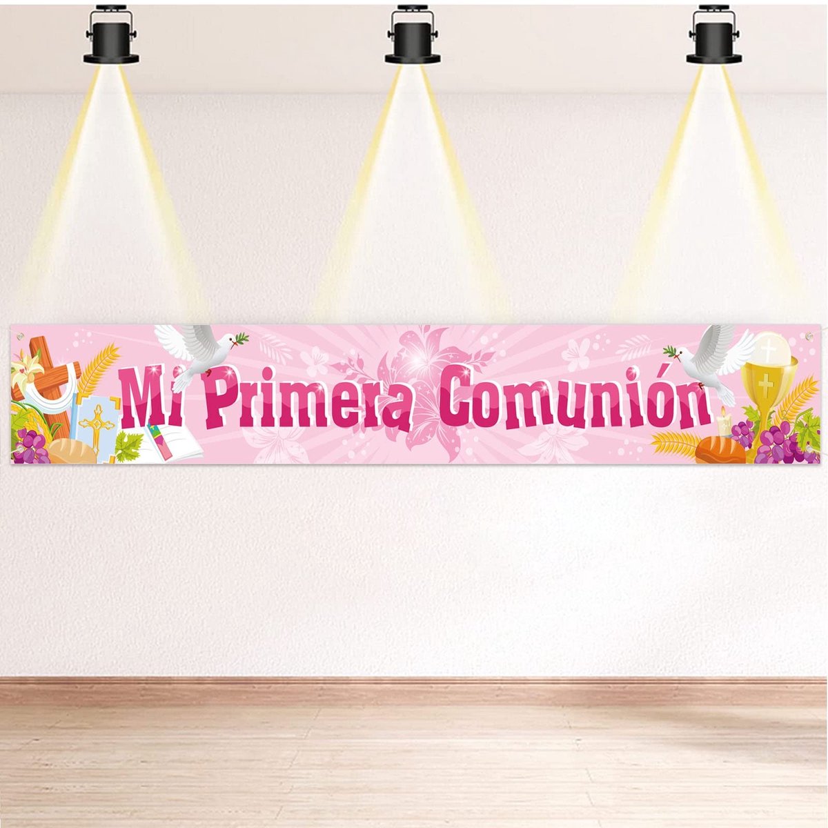 Dailygoods- Pancarta Decoratie - Roze - 260 x 40 cm - Eerste Communie - Meisje - Feestdecoratie - Banner