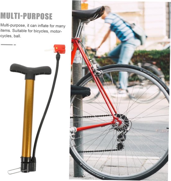 Fiets Pomp - Bandenpomp Luchtpomp - Banden Oppompen - Compact Lichtgewicht - 32 cm - Geel — afbeelding 4