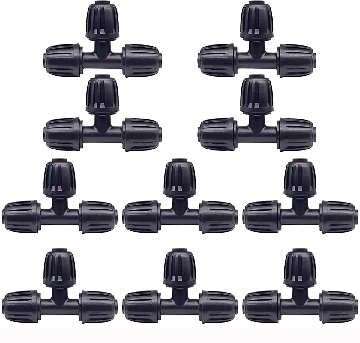 Dailygoods - Hydrogarden 10 stuks Micro-Drip-System T-stuk 13 mm (1/2 inch): verbindingsstuk voor 13 mm installatiebuizen, T-vormige aftaking, automatische irrigatie, herbruikbaar