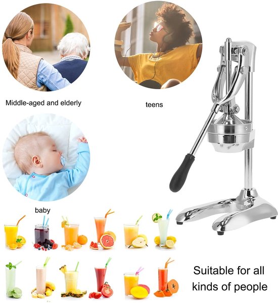 Dailygoods- Sapcentrifuge Handmatig - Professionele Citruspers - Roestvrij Staal - Duurzaam Gietijzer - 20% Meer Sap - 9,8 x 7,9 x 19,3 Inch - Juicer van Dailygoods — afbeelding 3