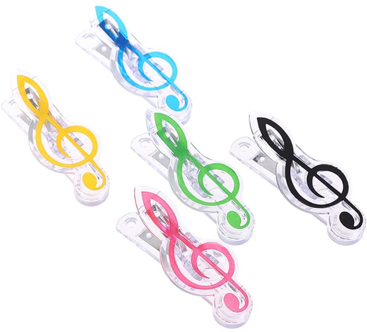 Dailygoods- Muzieknotenclips 5 Stuks - Kunststof Muziekstationaire Beugels - Draagbaar Ontwerp - Sterke Klemkracht - Geschikt voor Muziekboeken - Voorkomt Opblazen van Pagina's - Notenklem