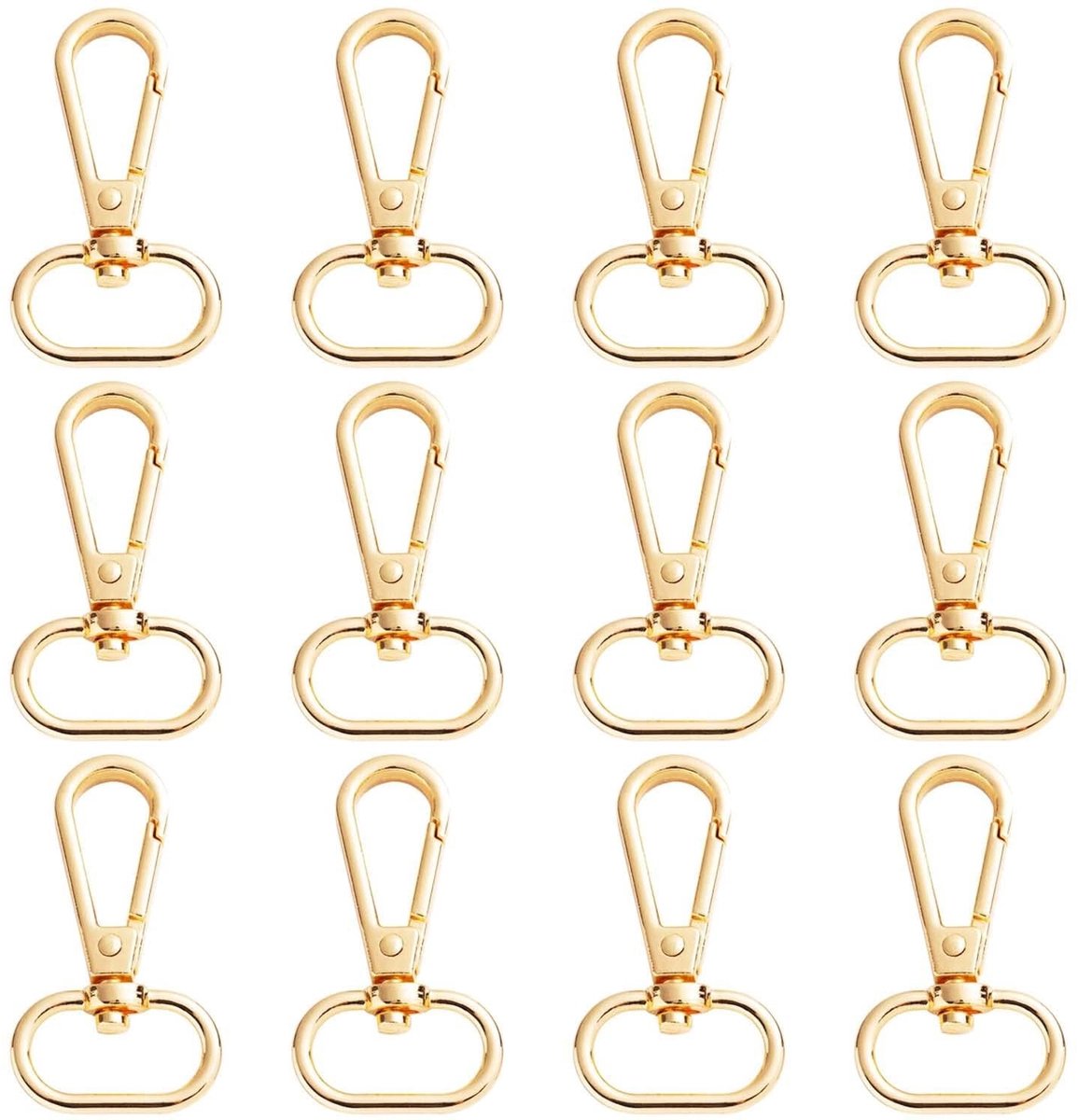 Dailygoods - Draaibare karabijnhaken - Sleutelhangers - Duurzaam en robuust - Goud - Metalen gespen - Ideaal voor lanyards en ambachten - Geschikt voo...