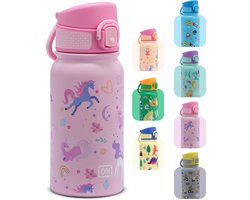 BentOH! RVS Waterfles 350ml voor Kinderen - Eenhoorn - Anti-overloop & Lekvrij – Met Eén Hand te Openen – BPA-vrij & Vaatwasserbestendig