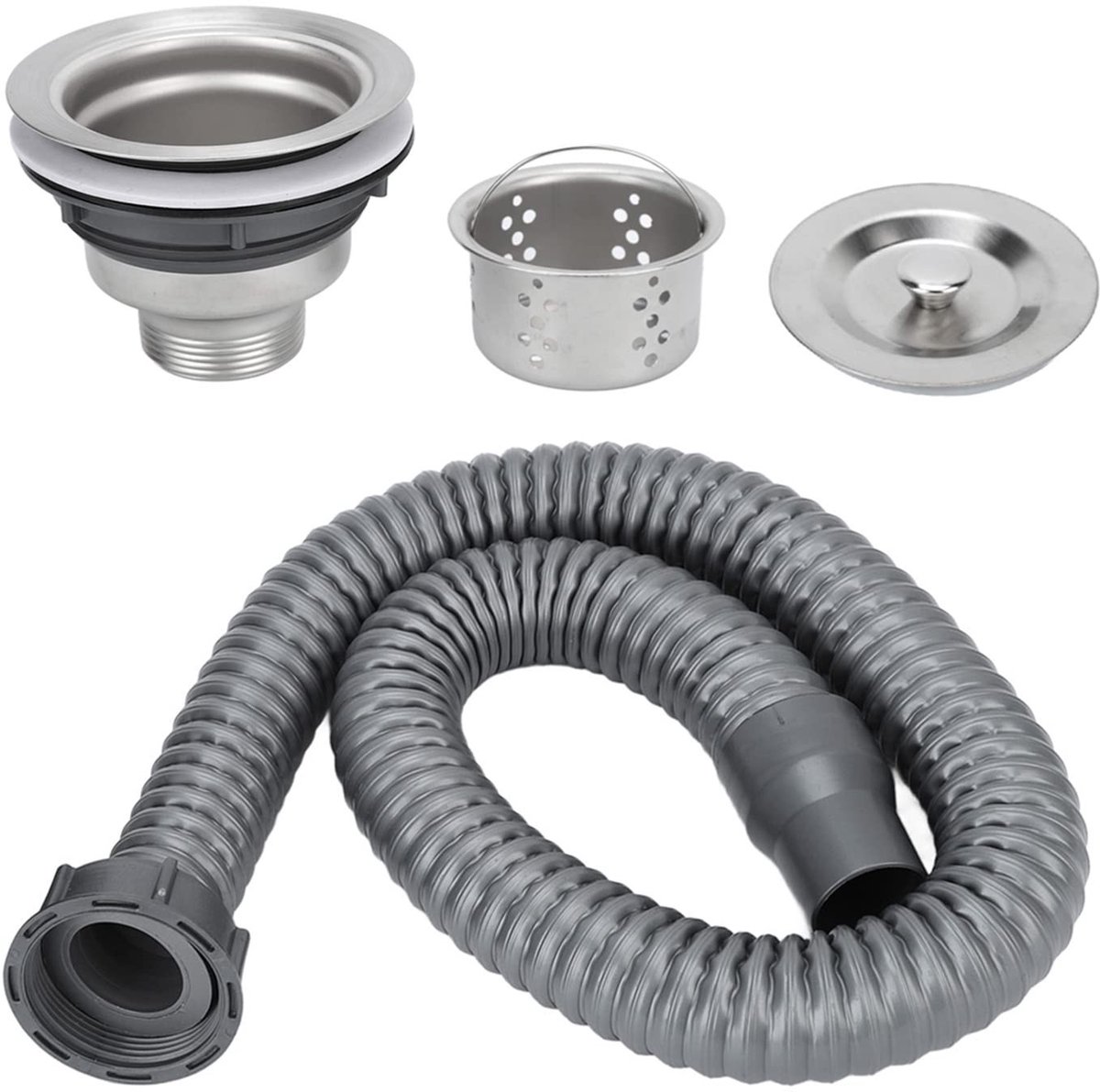 Dailygoods - Afvoerplug Roestvrijstalen Gootsteenplug, Kapsalon Shampoo Wastafel Afvoerplug, Gootsteenplug met Haarvangeraccessoires voor Shampoobed