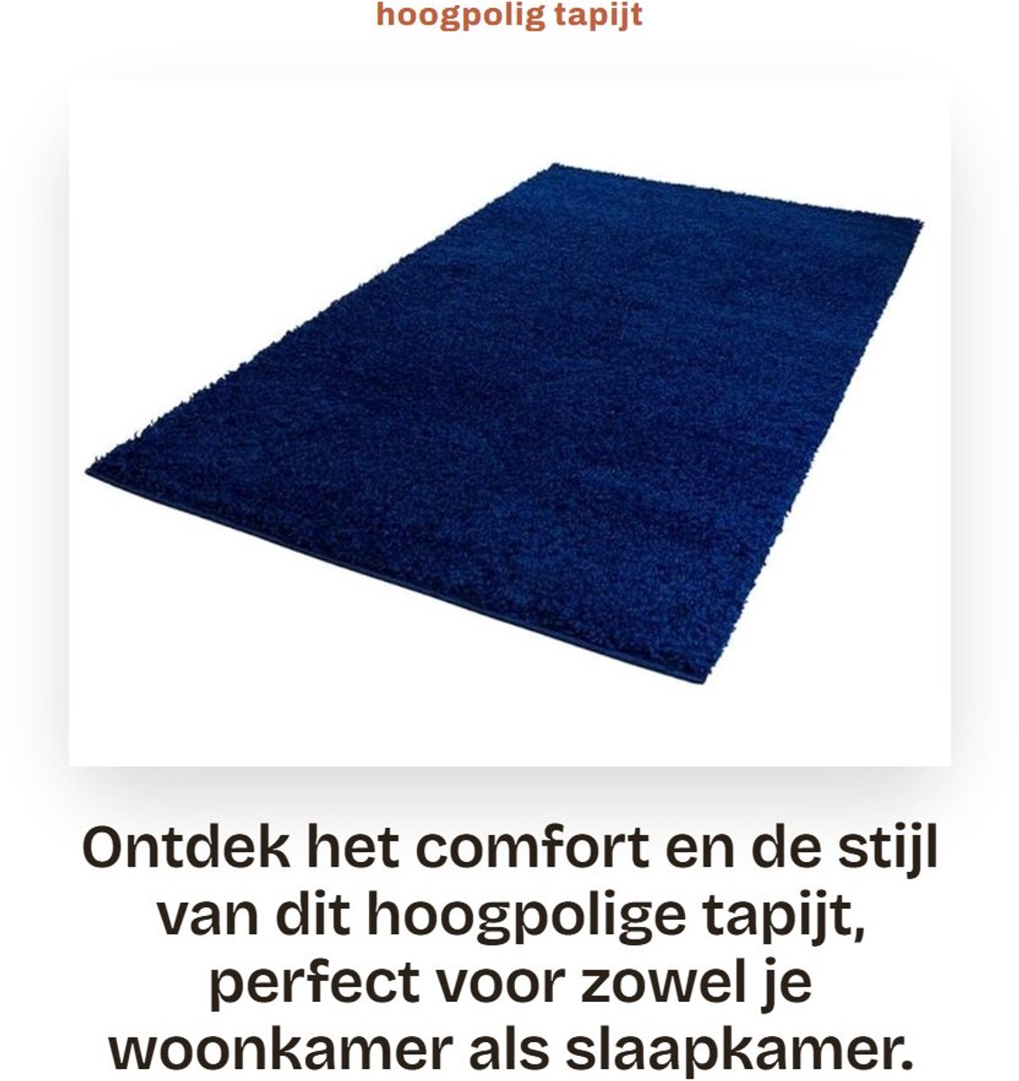 Dailygoods- Hoogpolig Tapijt 60x110 cm - Shaggy - Effen Modern - Pluizig - Zacht - Comfortabel Wooneiland Blauw