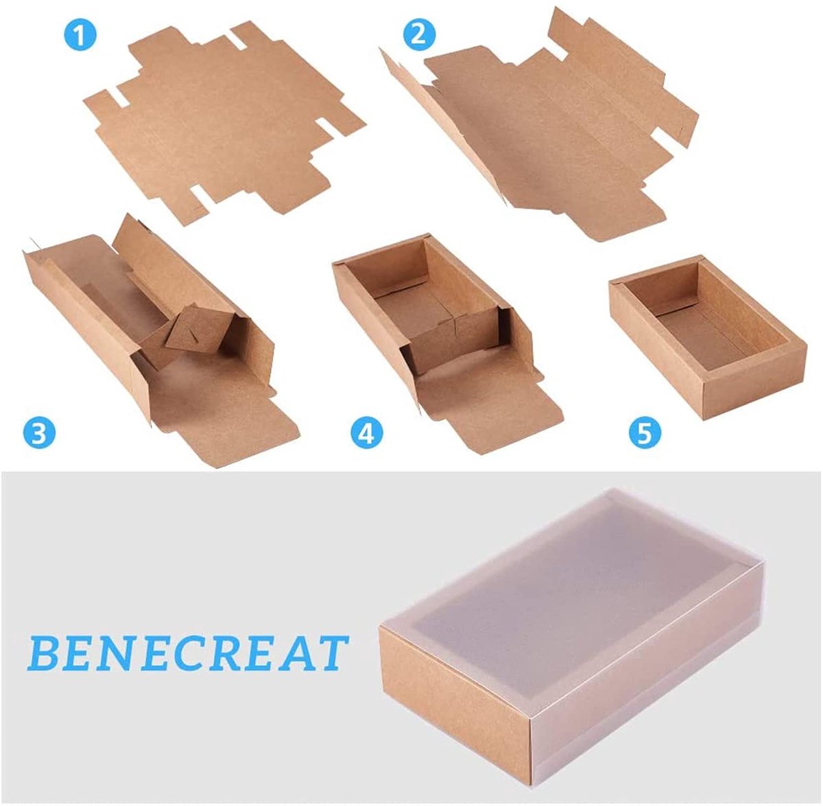 Dailygoods- Geschenkdozen 12 stuks - Kraftpapier - Mat PVC-deksel - Rechthoekig - 10,5 x 8,5 x 4 cm - Duurzaam en sterk - Cadeauverpakking