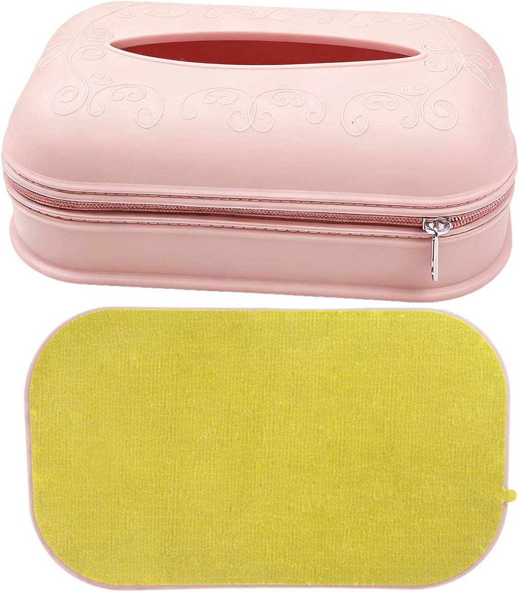Zakdoekdoos Organizer - Handdoekdispenser Doos - Hygiënisch Houden - Stofdicht Vochtbestendig - 18.6 x 11.1 x 6.6 cm - Roze