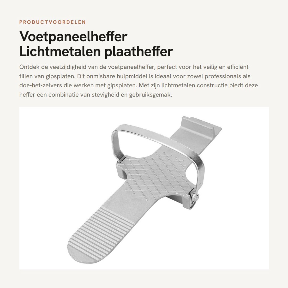 Dailygoods- Voetpaneelheffer Lichtgewicht - Lichtmetalen Plaatheffer - Deurvoet - Gipsplaat Hijsgereedschap - Gipsplaten - Verstelbaar - Gipsplaatheffer