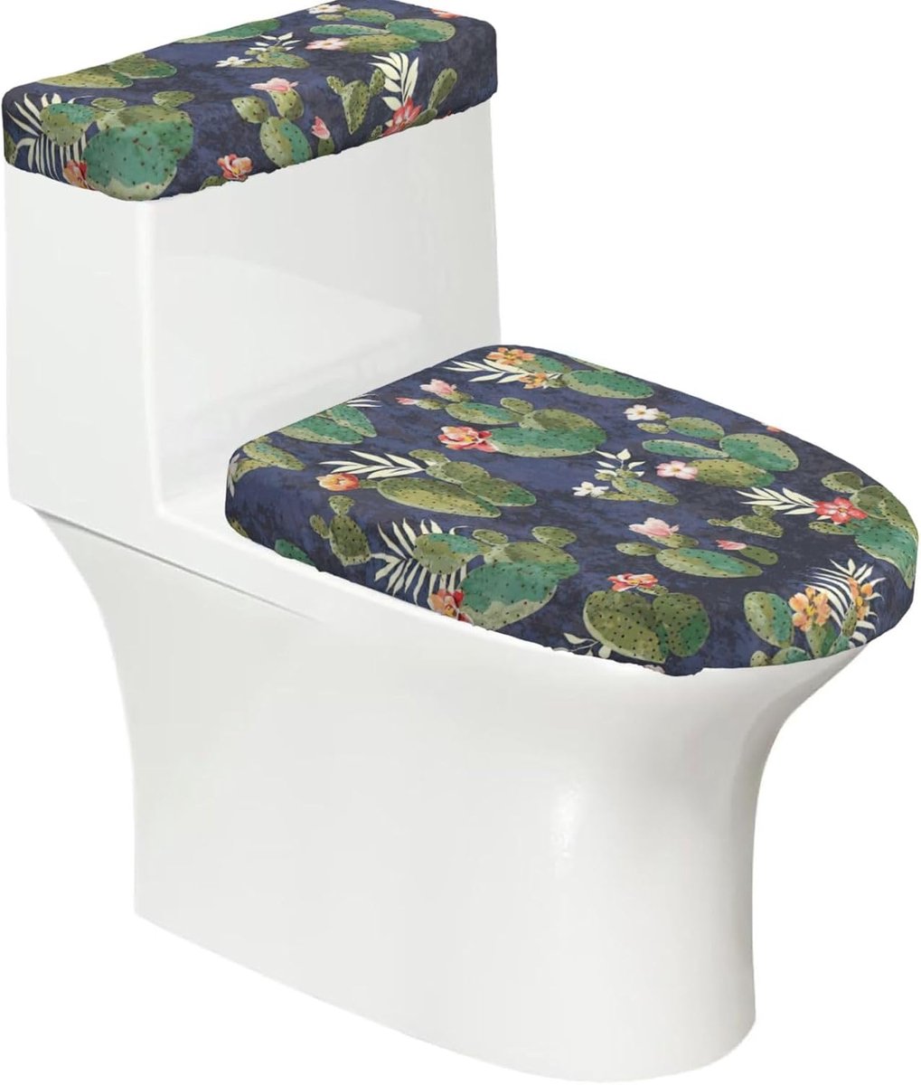 Wc-dekselhoes Set - Toiletbrilhoes Tankdeksel - Badkamer Decoratie - Rekbaar Polyester - 2 Stuks - Zwart