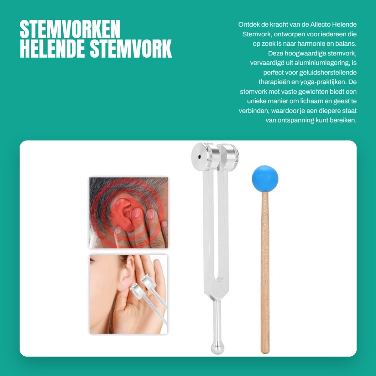 Dailygoods- Stemvork Helende Stemvork 128 Hz - Stemvorken Set - Stemvork Medisch - Aluminiumlegering - Geluidsherstellende Therapie - Inclusief Hamer - Geluidstherapie