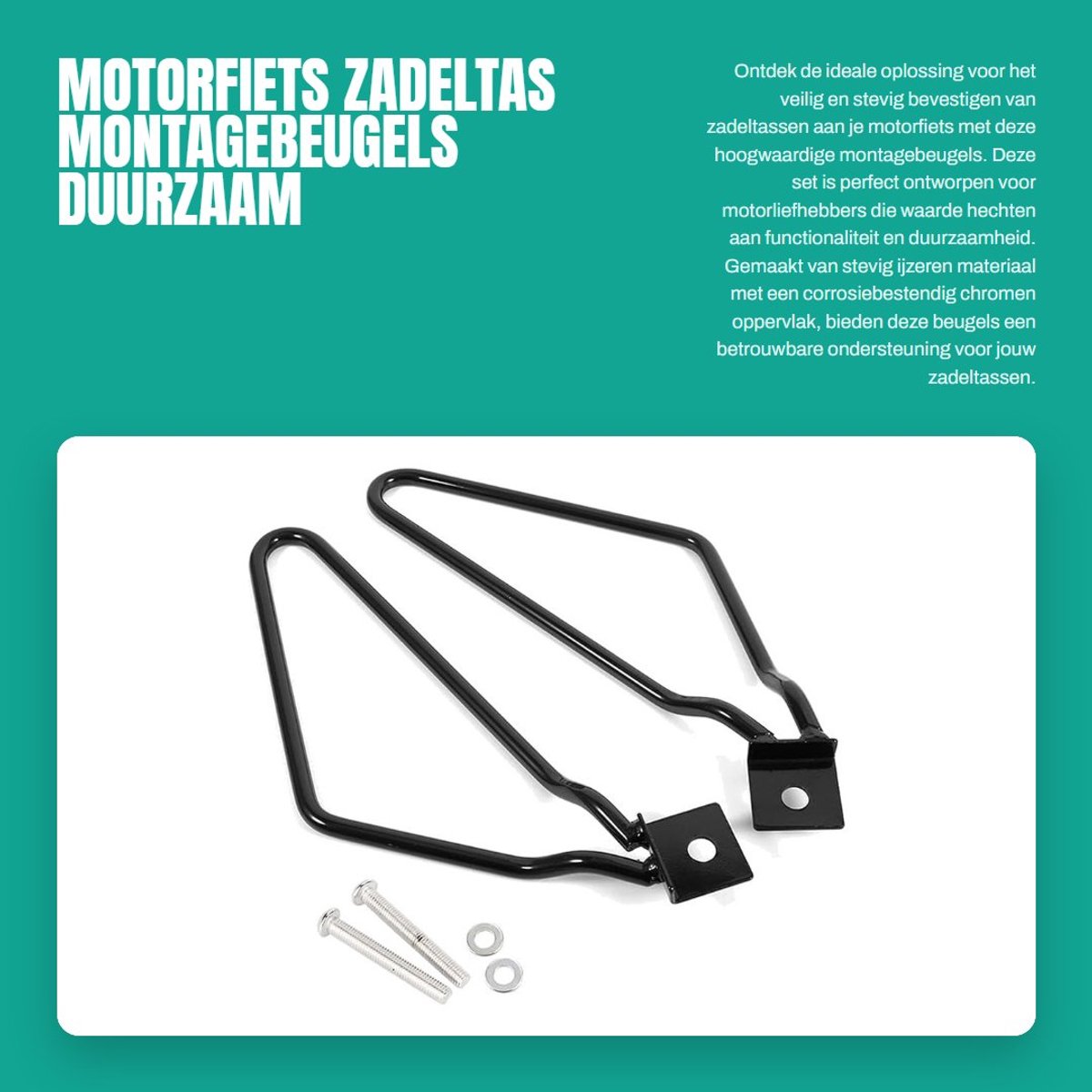 Dailygoods- Zadeltas Montagebeugels Duurzaam - Motorfiets Houder - Corrosiebestendig - Set van 2 - Voor XL883/1200 HD1450/1584 - Inclusief Bouten/Ringen - Zadeltashouders