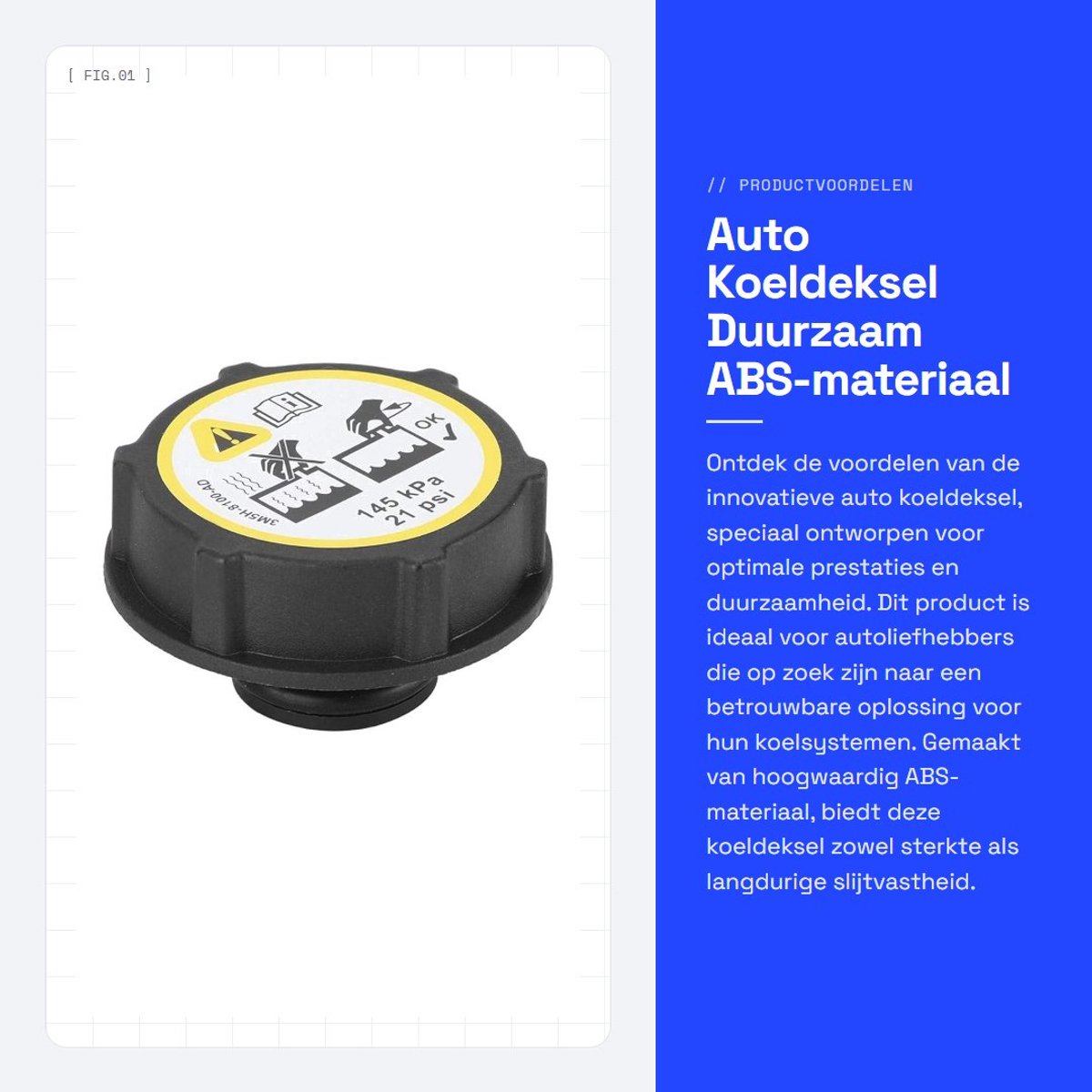 Dailygoods- Koeldeksel Hoogwaardig ABS - Auto Koeling - Duurzaam - Slijtvast - Temperatuurbestendig - Betrouwbare Vervanging - Tankdop