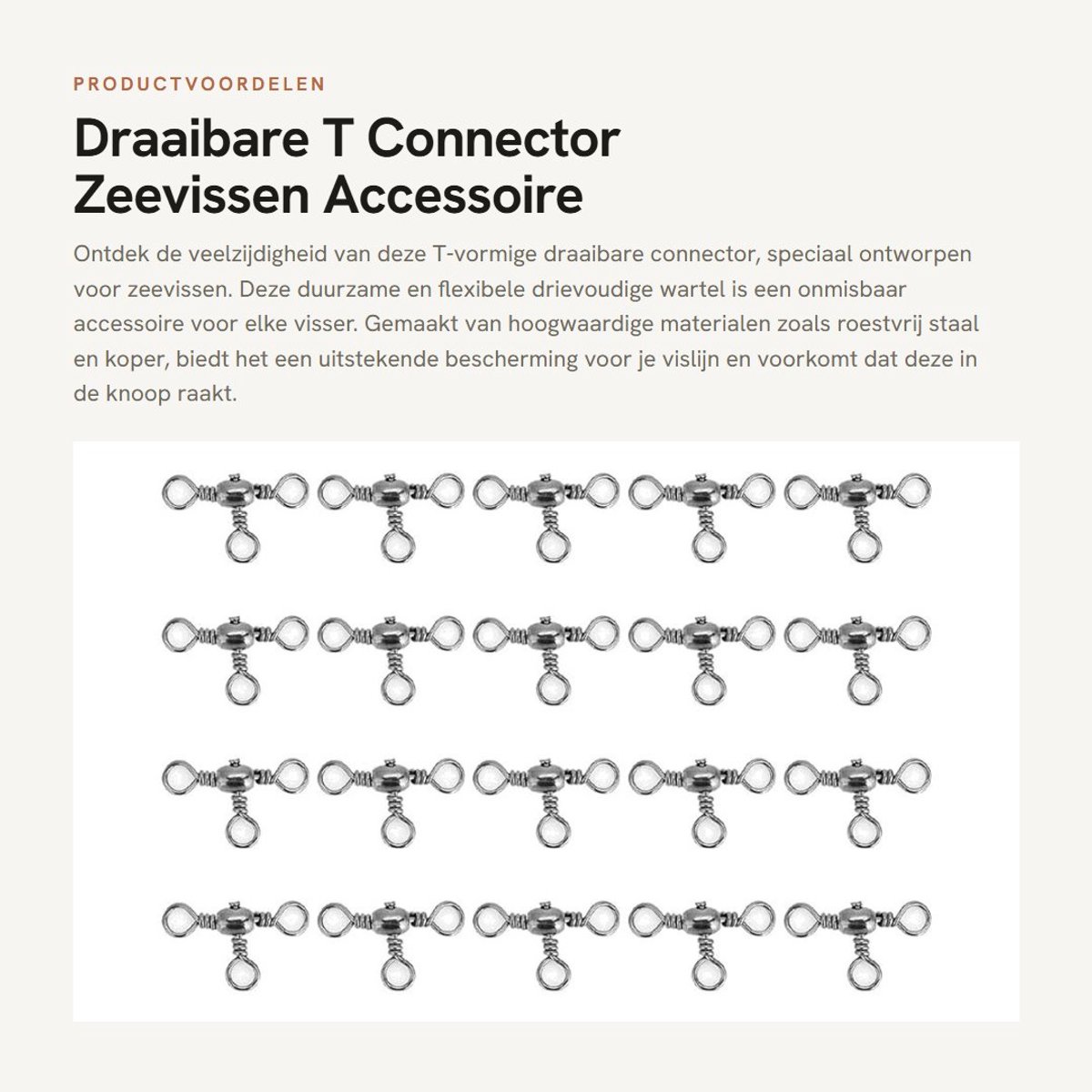 Dailygoods- Draaibare Connector - Drievoudige Wartel - Duurzaam - Roestvrij Staal - Flexibel - 20 Stuks - 29mm Lengte - Rolwartel