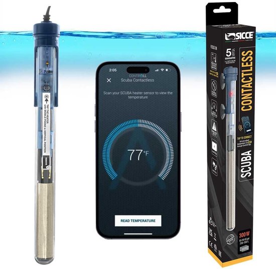 Aquarium Verwarming - Aquarium Heater - Water Temperatuur - Contactloze App Bediening - 300 Watt - Zwart