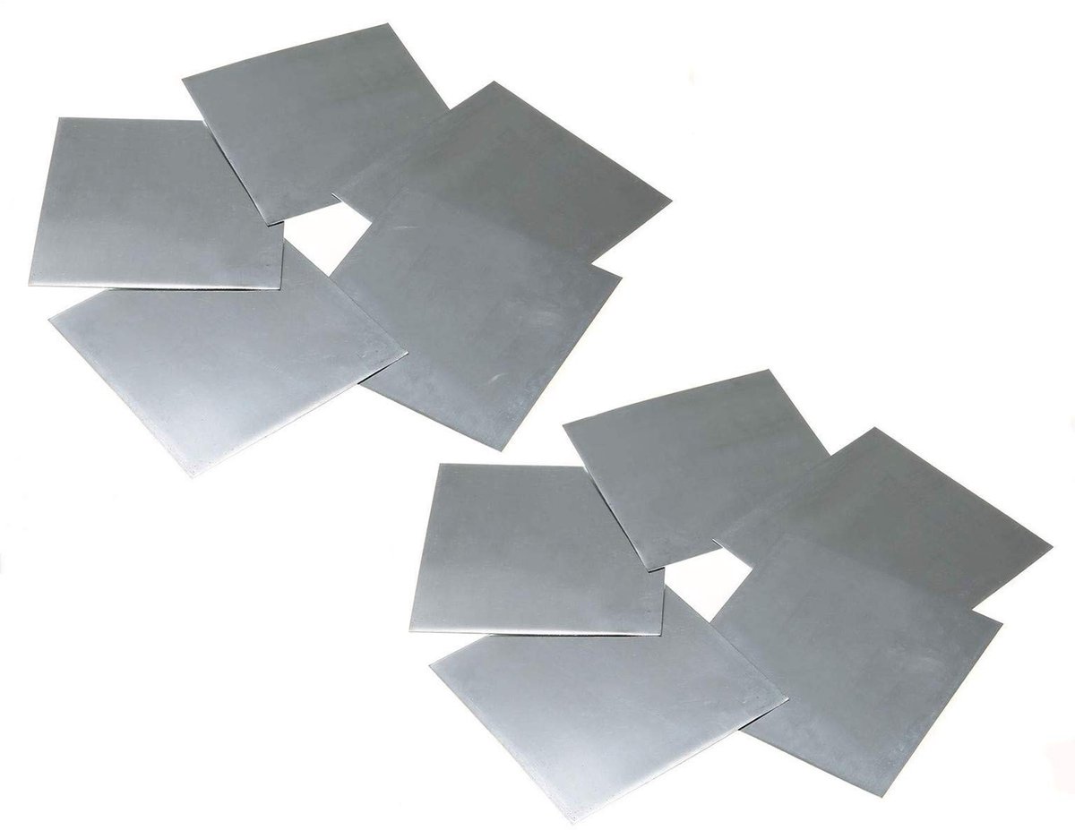 Dailygoods- Zinkplaat 99,9% Zuiver - 10 Stuks - 100x100x0,2mm - Stevig - Duurzaam - Ideaal voor Laboratoria - Metaalplaat