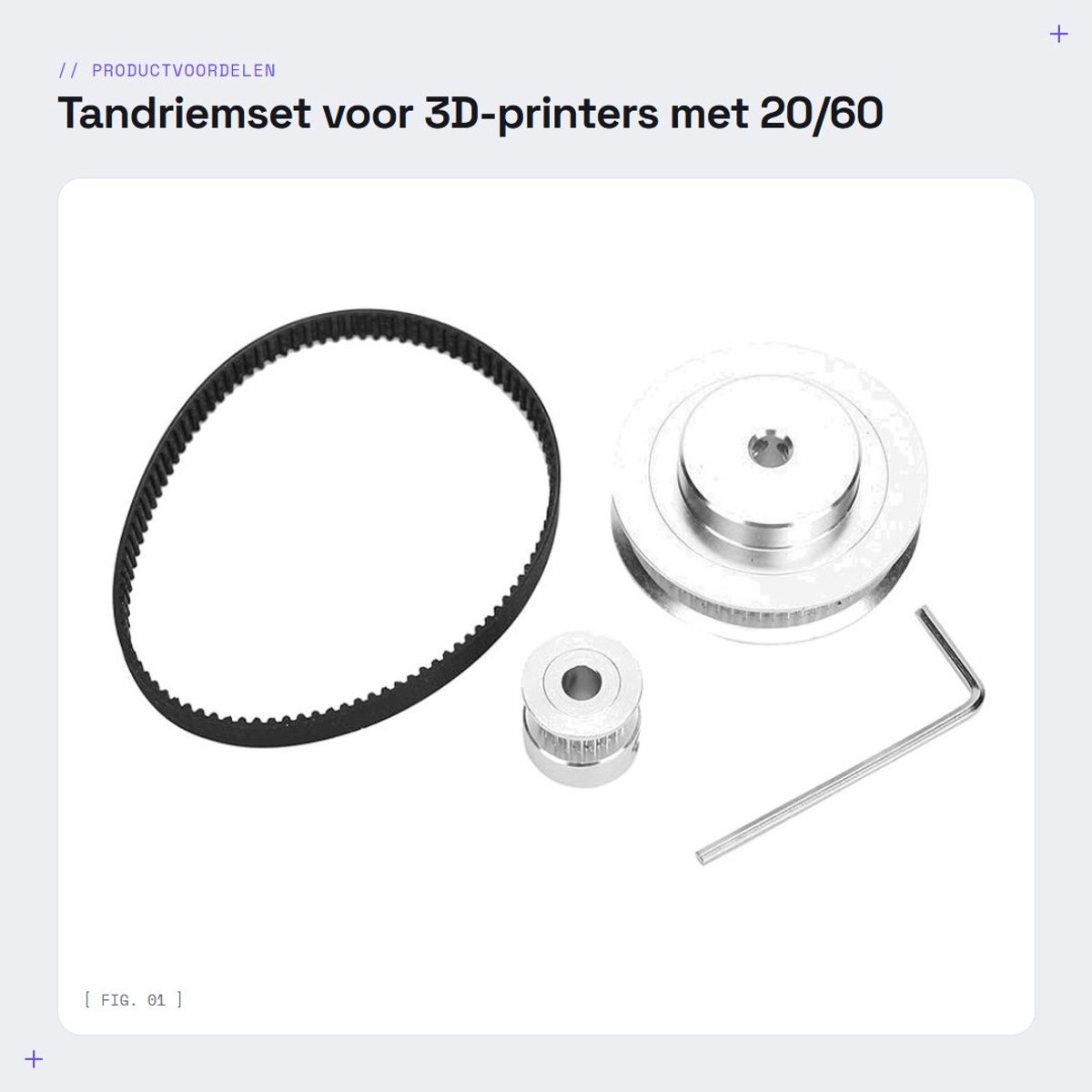 Dailygoods- Tandriemset 20/60 Tanden - Synchroon Wiel - Rubberen Riem - 200 mm Lengte - 6 mm Breedte - Geschikt voor 3D-printers - Synchroonriem