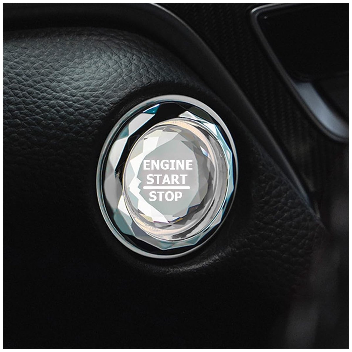 Dailygoods- Startsticker - Motor-stop-knopafdekking - Beschermende Afdekking - Interieurdecoratie - Krasbestendig - Kristal + Legering - Binnendiameter 2,8 cm
