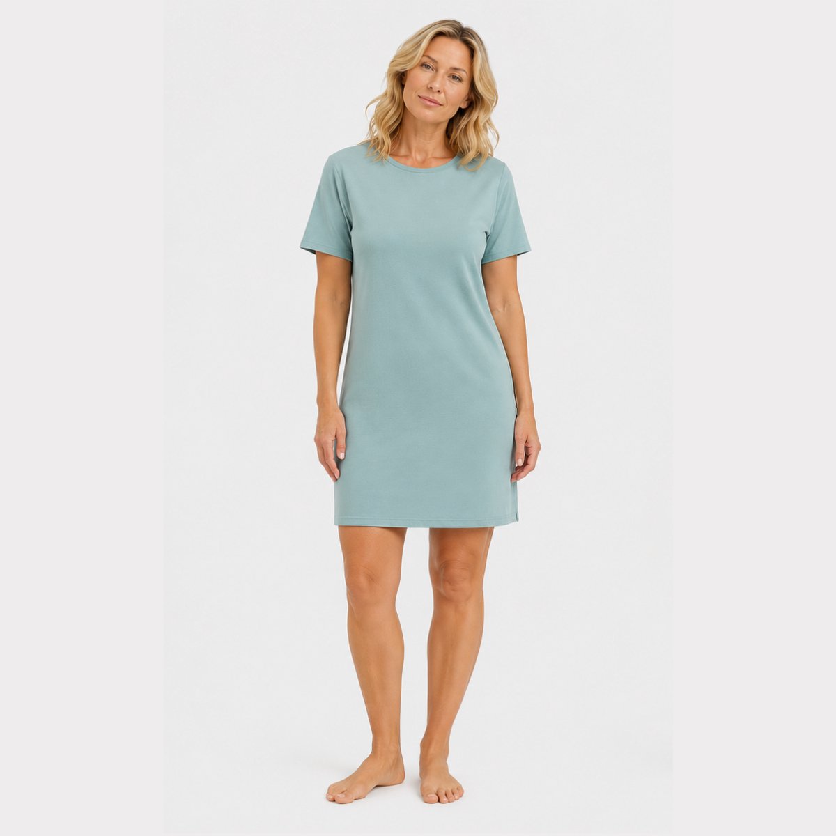 Bamboo Basics Nachthemd Dames Korte Mouw Nora - Bamboe Nachtjapont Dames - [Groen] Pyjama - Maat L - Pyjama Dames Volwassenen