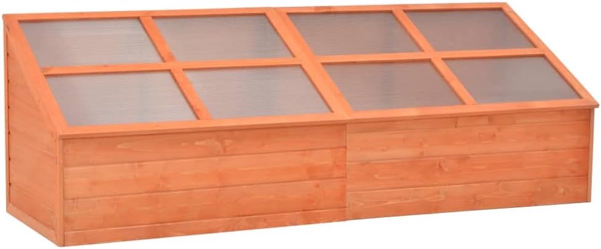 Houten Tuinkas - Kweekkas Balkon - Planten Beschermen - Scharnierdeksel - 180 x 57 x 62 cm - Bruin