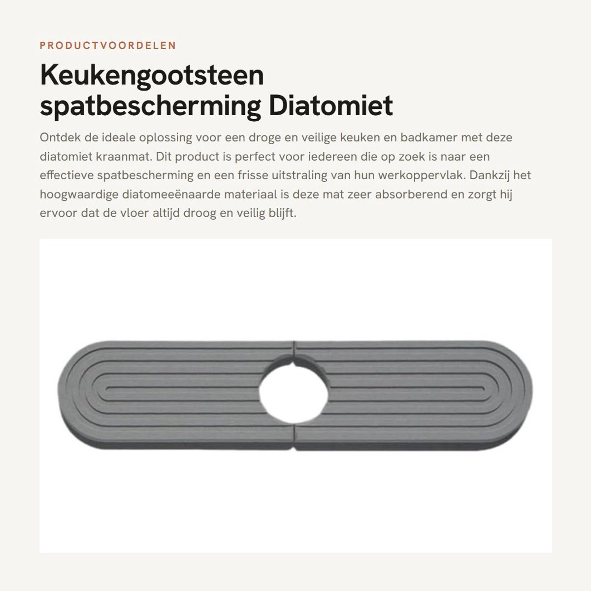 Dailygoods- Spatbescherming 2-delig - Diatomiet Kraanmat - Antislip - Zeer Absorberend - Snel Droog - Slijtvast Materiaal