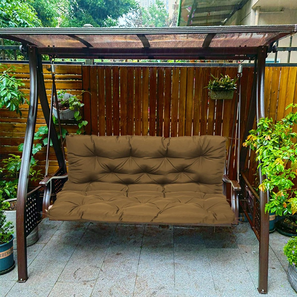 Schommelkussen Buiten - Bankkussen Terras - Ontspannen Zomer - Waterdicht Polyester - 100 x 100 cm - Beige