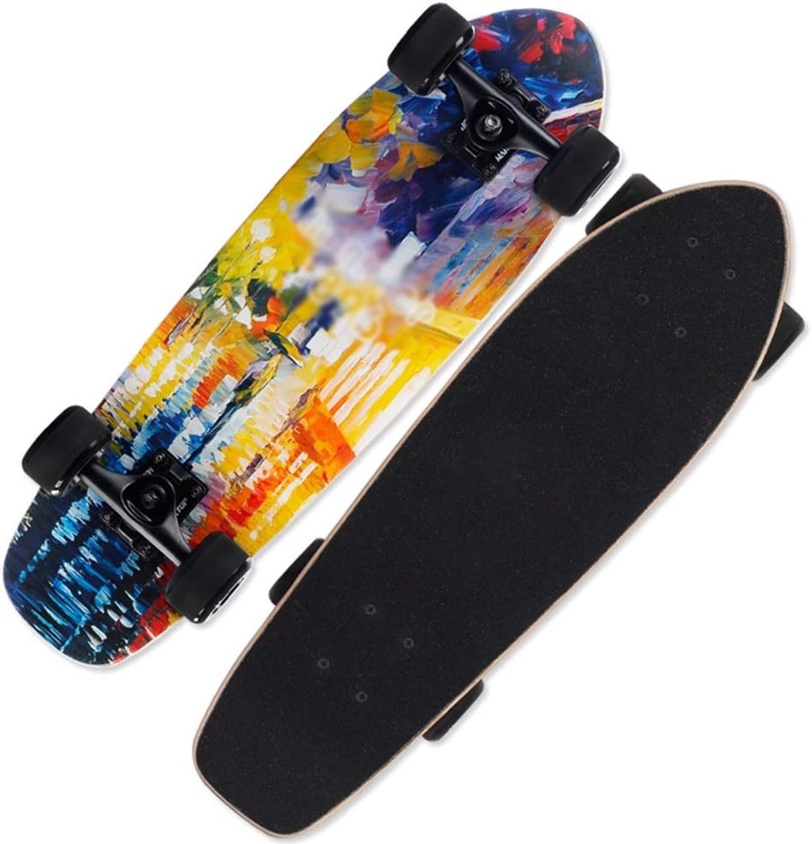 Skateboard Deck Cruiser Surfboard Board Street Skatepark Dubbele Kick Concave 27 inch Fantasy City