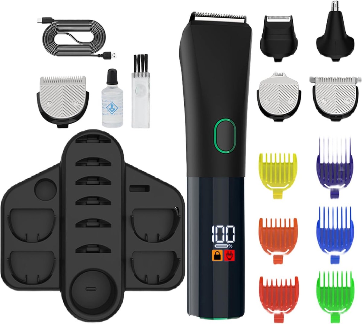 Herentrimmer Baard - Grooming Kit - Persoonlijke Verzorging - 5-in-1 Multifunctioneel - 90 Min Runtime - Zwart