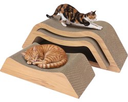 Krabplank voor katten - Speelmeubel - Kattenplezier - 3-in-1 W-design - 3.6 Kilogram - Houtlook