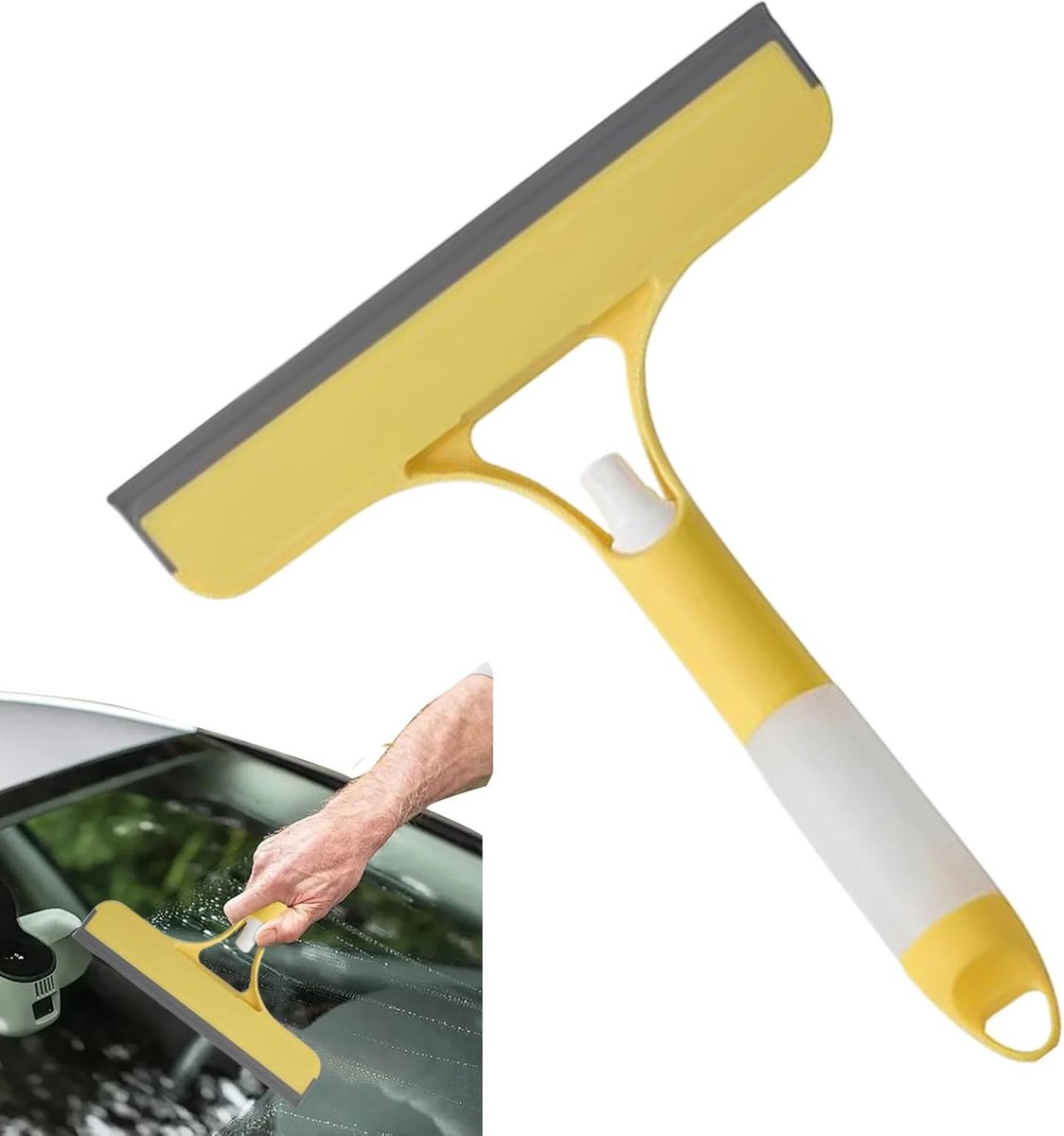 Raamreiniger - Raamwisser Schraper - Streeploos Reinigen - Ingebouwde Sprayfunctie - 21.5 x 25.7 cm - Geel