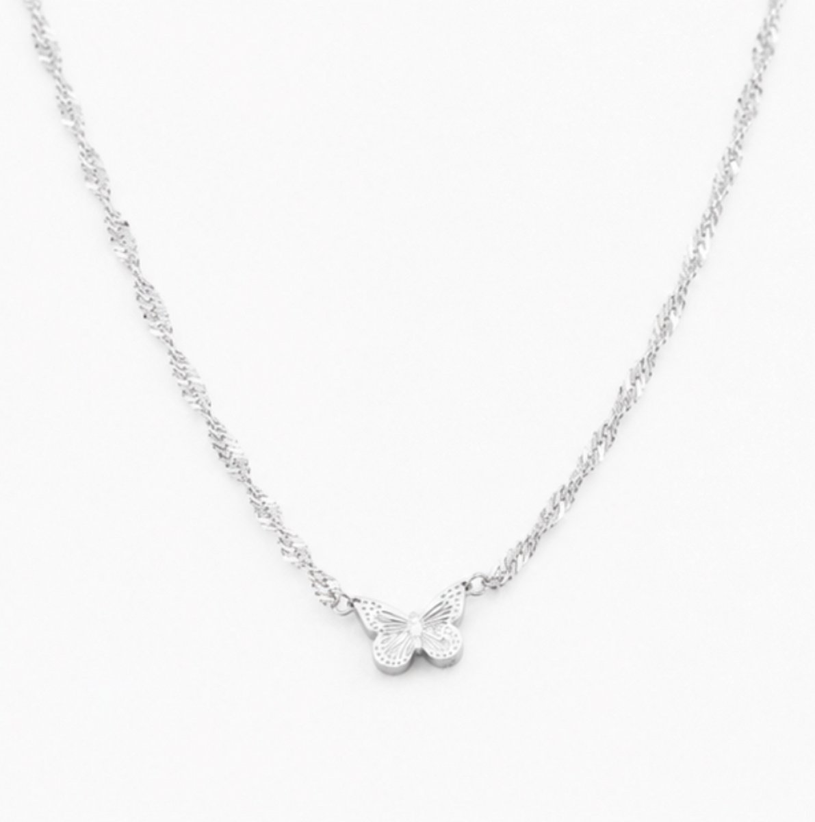 Rivello – Ketting Dames Zilver Vlinder Zirkonia – Roestvrij Staal – Nikkelvrij – Cadeau Voor Haar