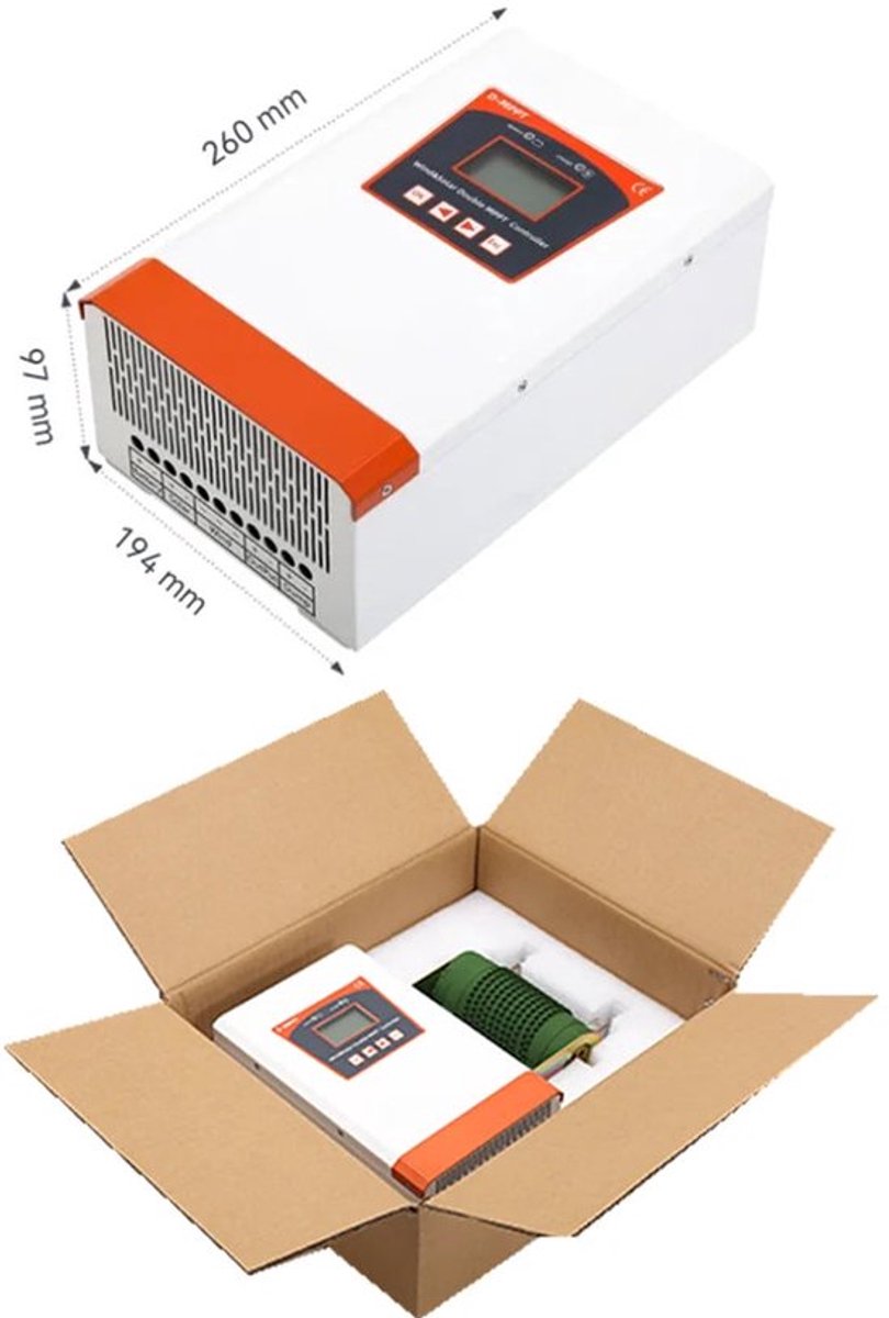 Dubbele MPPT Hybride Laadregelaar – Zonnepaneel Regelaar – Windmolen Controller – Acculader – Energiebeheer Systeem – 6000W Vermogen – Automatische Spanningdetectie 12V/24V/48V