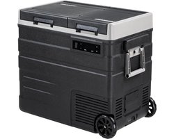 Draagbare Compressorkoelbox 57L – Elektrische Autokoelkast & Vriezer – -20°C tot 20°C – 12V/24V & 230V – Met Wielen en Uitschuifbaar Handvat – Voor Camping, Auto en Caravan