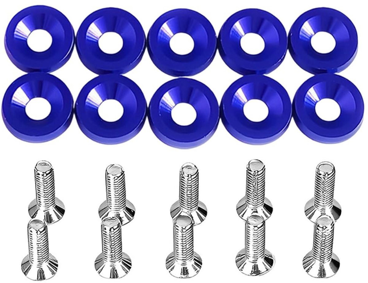 Dailygoods- Spatbordschijf 10 stuks - Geanodiseerde Aluminium - M6 - Buitendiameter 19 mm - Universeel - Robuuste Kwaliteit - Bumperschijf