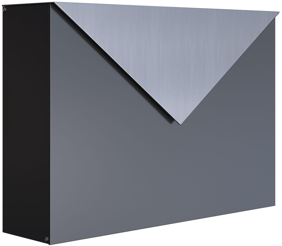 Dailygoods - Design Wandbrievenbus 'Letter' - Antraciet met Roestvrijstalen Klep