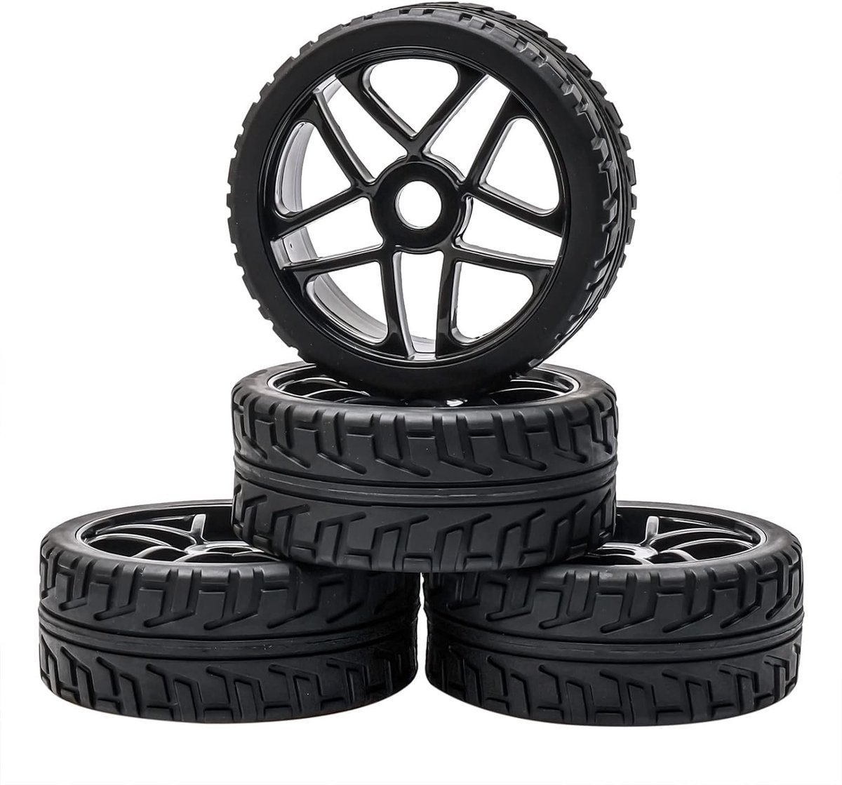 Dailygoods- Rubberen Banden Slijtvast - Velgen Kunststof - 1/8 Schaal Off-road - Buitendiameter 103 mm - Pak van 4 - H-draadpatroon - RC Banden