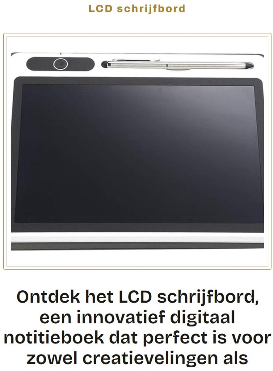 Dailygoods - LCD schrijfbord - Digitaal notitieboek - Handig voor thuis en kantoor - Zwart - Tekenpad - Ideaal voor creatievelingen en zakelijke toepa...