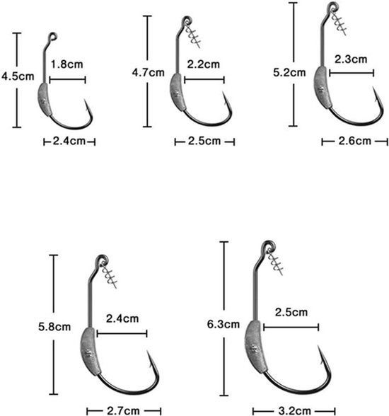 25 stuks gewogen vishaken met veerlock en zachte plastic worm voor zoet- en zoutwater, ideaal voor roodbaars en snook vissen van Merkloos — afbeelding 2