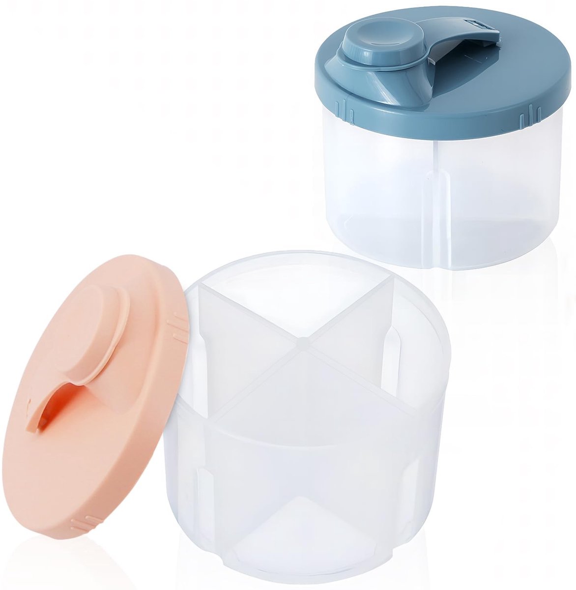 Dailygoods- Melkpoeder Dispenser 4 Kamers - Draagbare Voedselcontainer - Multifunctioneel Ontwerp - Roterende Deksel - Voor Outdoor Reizen