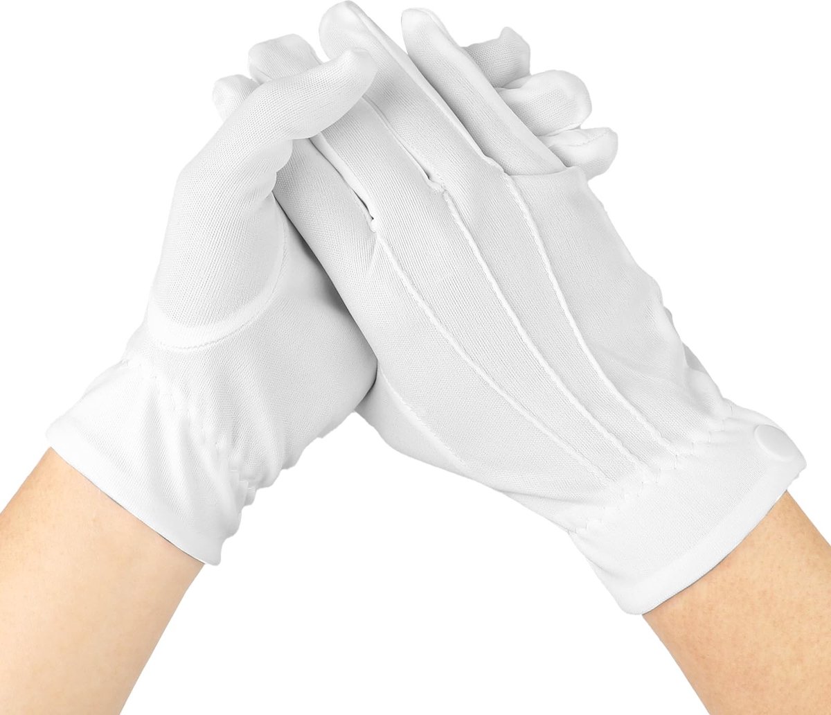 Dailygoods- Paradehandschoenen Witte Katoenen Kostuumhandschoenen - Formele Handschoenen - Dunne Handschoenen - 1 Paar - Drukknopen - Comfortabele Pasvorm