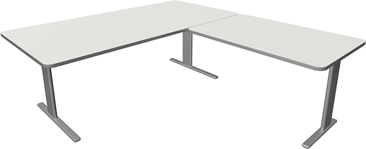Kerkmann Hoekbureau Unic comfort wit 200x220cm wit met zilveren rand