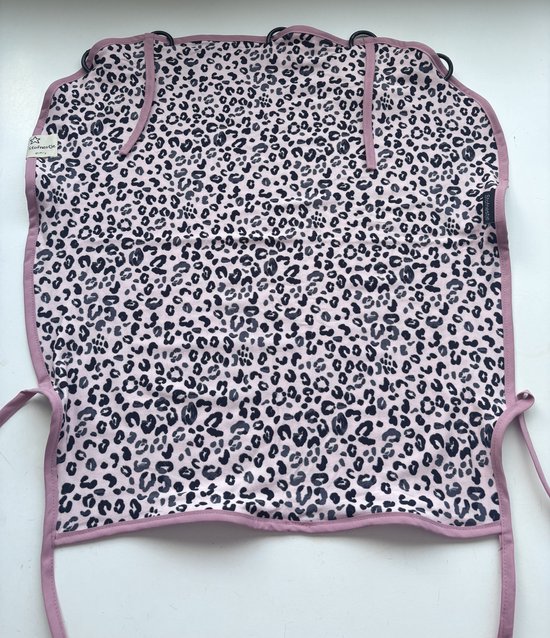 Roze Panterprint Zonnedoek voor op je kinderwagen — afbeelding 3