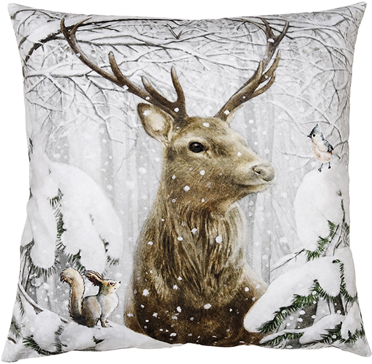 Clayre & Eef Sierkussen 45x45 cm Bruin Polyester Hert